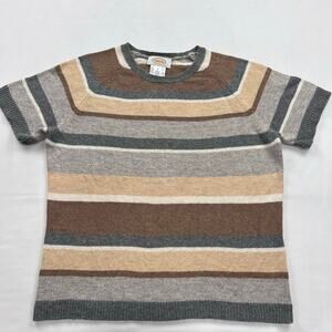 Talbots Vintage Angora blend Striped short sleeve sweater women’s size Medium